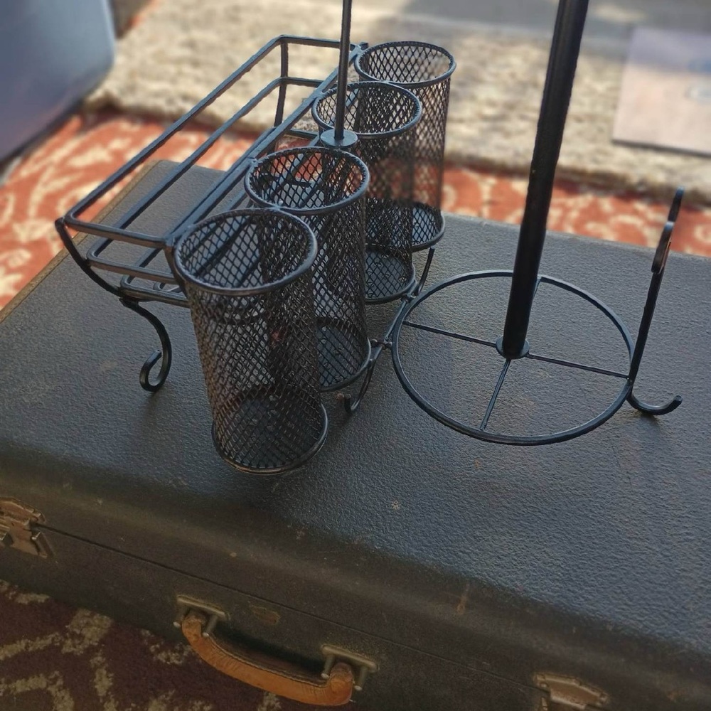 Steel Black Napkin and Silverware/ Utensil Holder